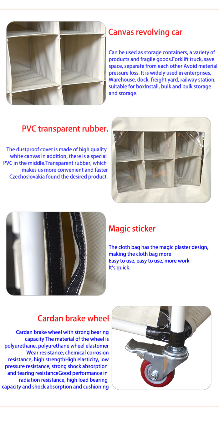 Canvas Turnover Stainless Steel Trolley / Rolling Utility Cart For Workshop Factory