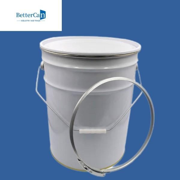 Buy cheap 20L Round Metal Paint Bucket White Exterior With Metal Cover from wholesalers
