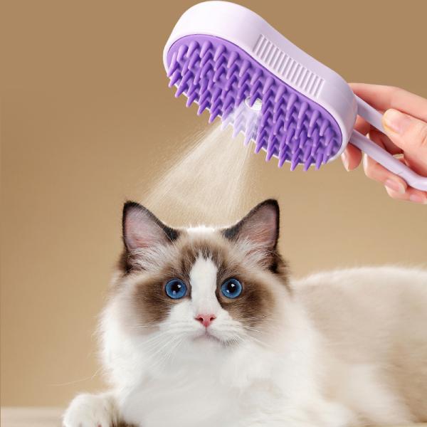 Buy cheap Grooming Steamer Brush Pet Hair Removal Spray Comb 3 In1 Self Cleaning Steam ABS TPR from wholesalers