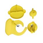 Practical Silicone Baby Feeding Set Tableware Cartoon Monkey Shape Food Grade