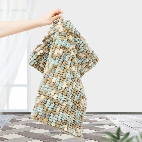 Rectangle Backing Slip Resistant Chenille Bathroom Mats Chenille Fiber Toilet