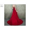 Buy cheap Backless Red Ball Gown Prom Dress Stretch Satin Bust Cut Out Shoulder High Slit from wholesalers