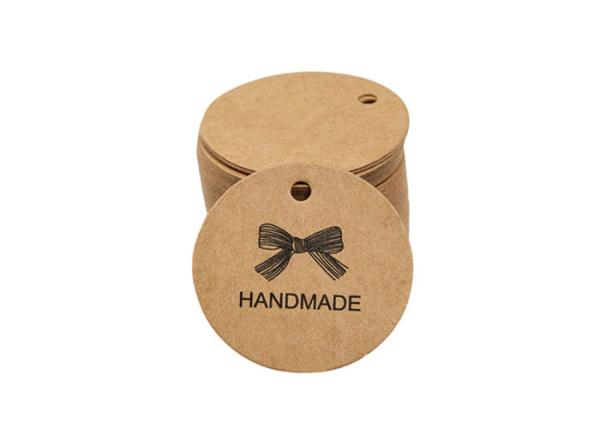 Buy cheap Recyclable Aseptic Kraft Paper Hang Tags , Round Swing Tags Customized Size from wholesalers