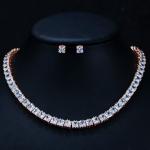 Simple Female White Crystal Jewelry Set Charm Necklace Bracele Earring Ring For