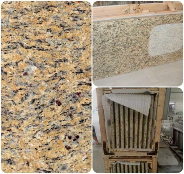 Buy cheap Venetian Gold Solid Granite Worktops For Bathroom Vanity / Kitchen from wholesalers