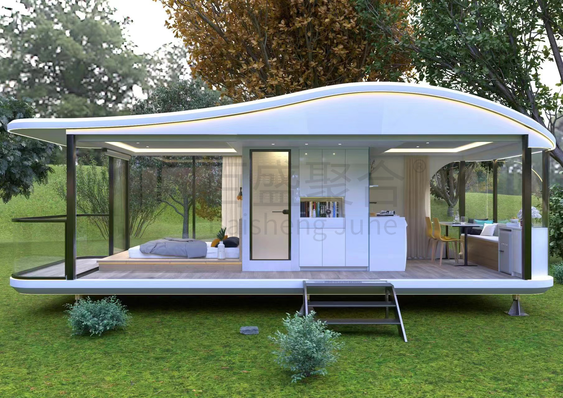 Villa Container Houses Customized Double Glazing Glass Mobile Space Capsule Cabin Hotel