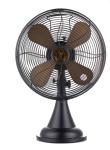 Black Decorative Antique Electric Fans 30cm 3 Speed All Metal 4 Blade