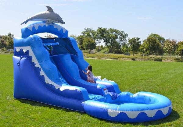 Buy cheap Cartoon Shark 10x21ft Inflatable Water Slide For Kids Quadruple Stitching from wholesalers