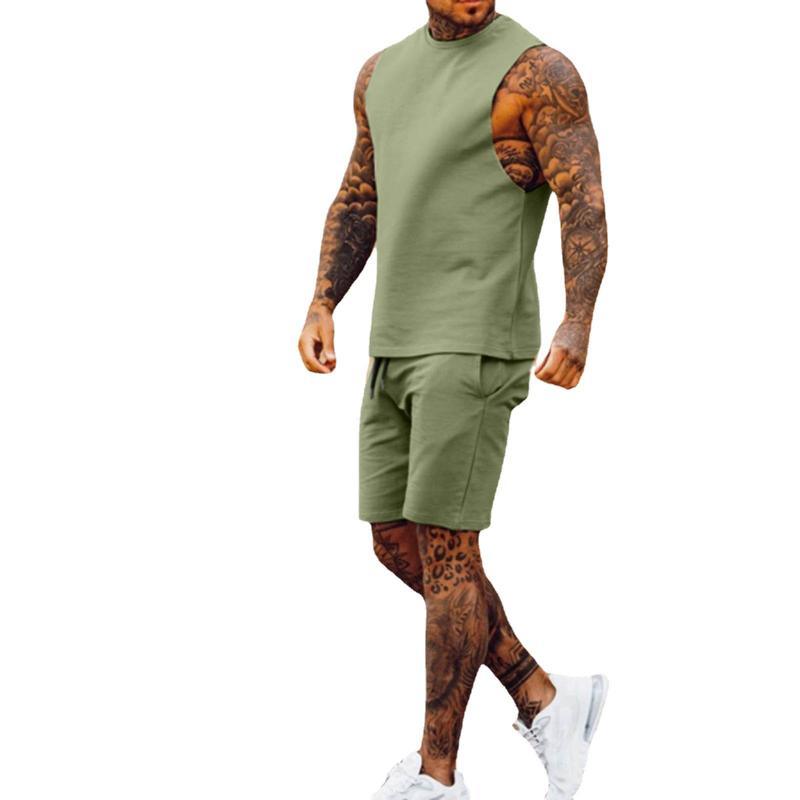 2023 Summer Gym Wear Men Two Piece Short Set Lounge Workout Clothing Gym Fitness Sets Men 2 Piece Sport Wear Set for Men