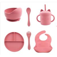 Buy cheap Custom Pantone Color silicone dinner set 5 Pcs Silicone Suction Weaning Set Food product