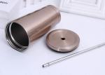 500ml 304 Stainless Steel Straw Cup , Creative Office Portable Straw Cups