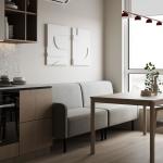 Modern Apartment Wooden Veneer Matt Lacquer Finished Kitchen Cabinets