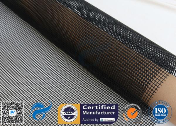 Quality 4*4 PTFE Coated Fiberglass Mesh Fabric 580GSM Black Tortilla Press Conveyor Belt for sale