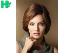 Silky Straight Wave Multi Layer Short Synthetic Wigs Dark Brown Color For Women