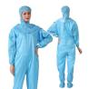 Buy cheap Washable Blue Anti-static Clean Room Working Clothes ESD Garment Jumpsuit Without Hood Cleanroom Coverall Without Hood from wholesalers