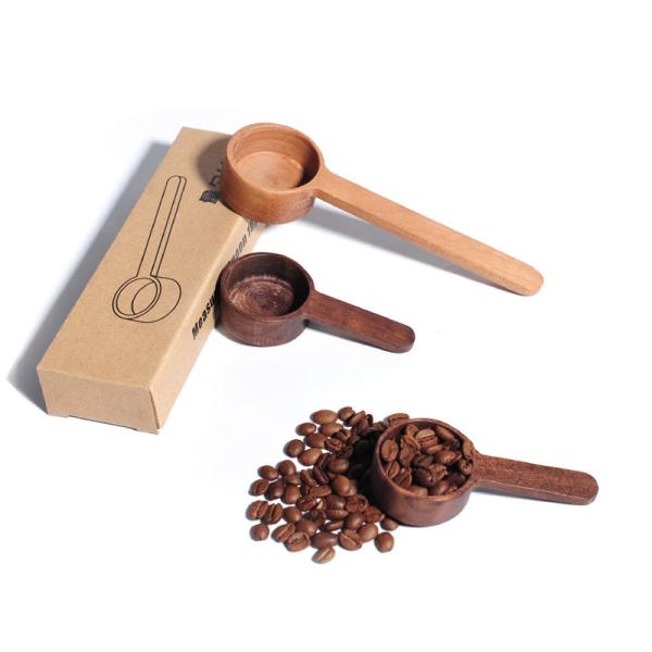 Buy cheap Acacia Wooden Kitchen Utensils Coffee Bean Wooden Measuring Spoon Black Milk Powder Spoon from wholesalers