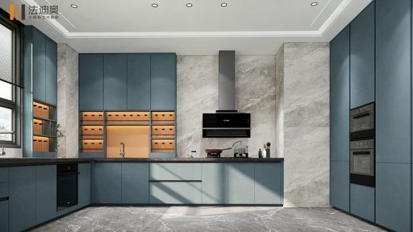 Buy cheap Blue Finish Modern Stainless Steel Kitchen Cabinets With Open Display Shelves from wholesalers