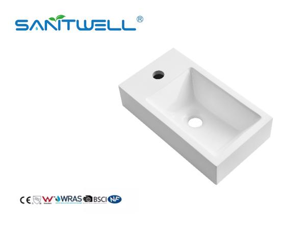 Buy cheap SWZ857 Sanitary Ware Product Stone Resin Basins Eco-Friendly Glossy White Countertop Sinks For Hotel from wholesalers