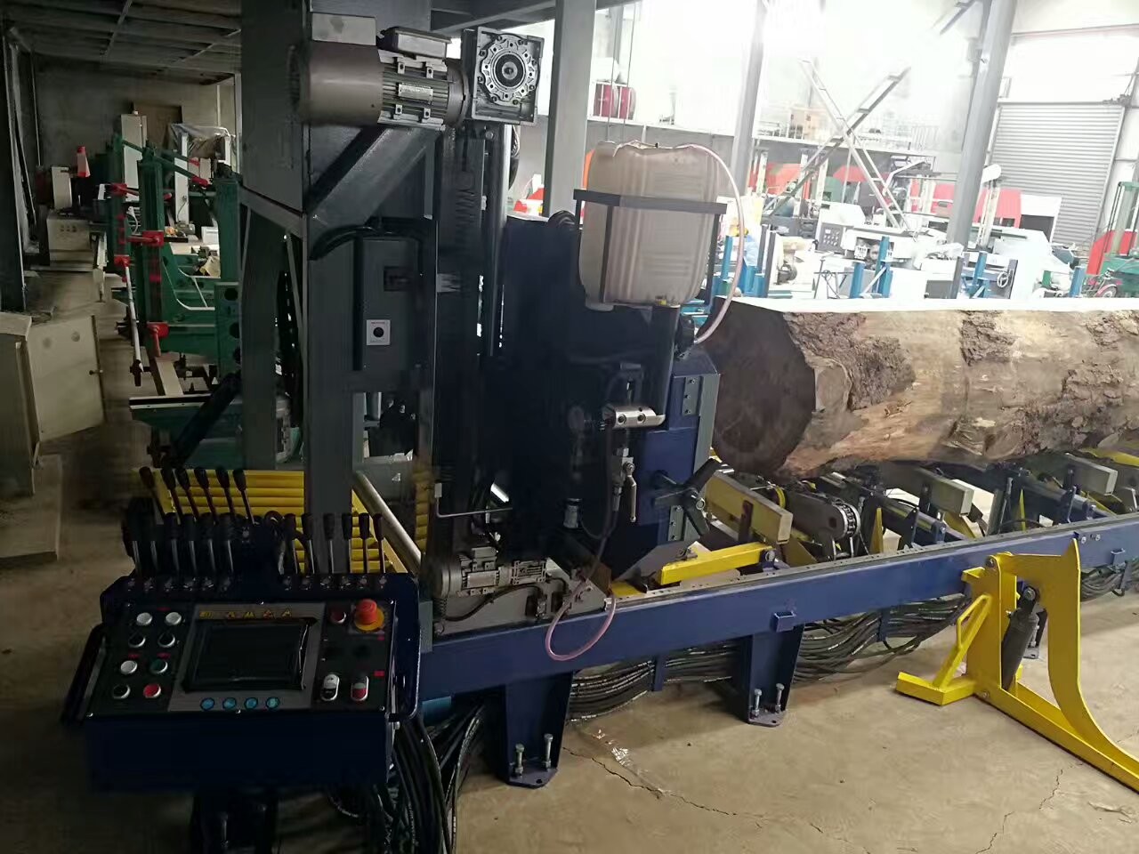 Full Automatic Horizontal Band Saw Mill Machine with log loading arm,hydraulic log rotation