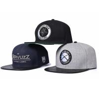 Buy cheap Leather Brim 6 Panel Snapback Cap 58cm Embroidered Woven Label product
