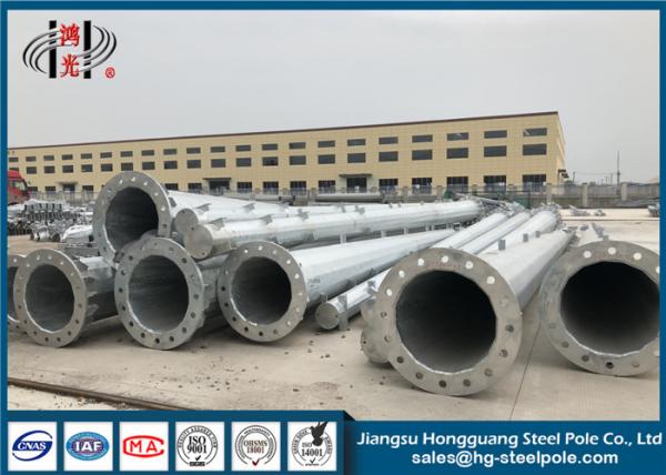 Polygonal Transmission Q355 Steel Tubular Pole With Climbing Rung For Distributi