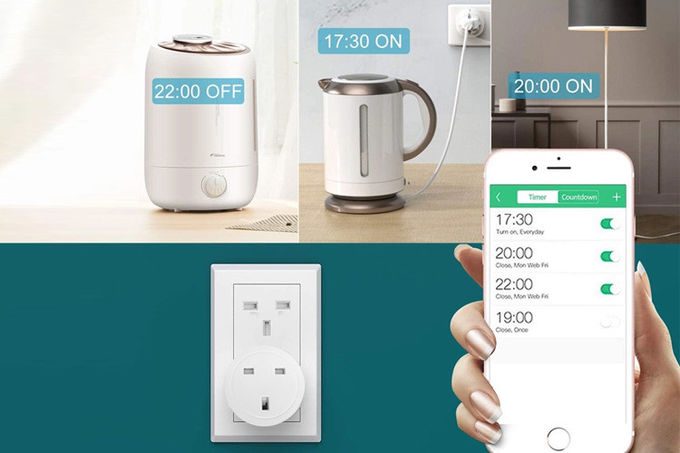 White PC ABS 16A Smart Wifi Plug Socket With CE RoHS Certification