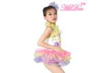 Beauty Girls Ballet Dress / Dance Costume Halter Ruffle Sequin Rainbow Skirt