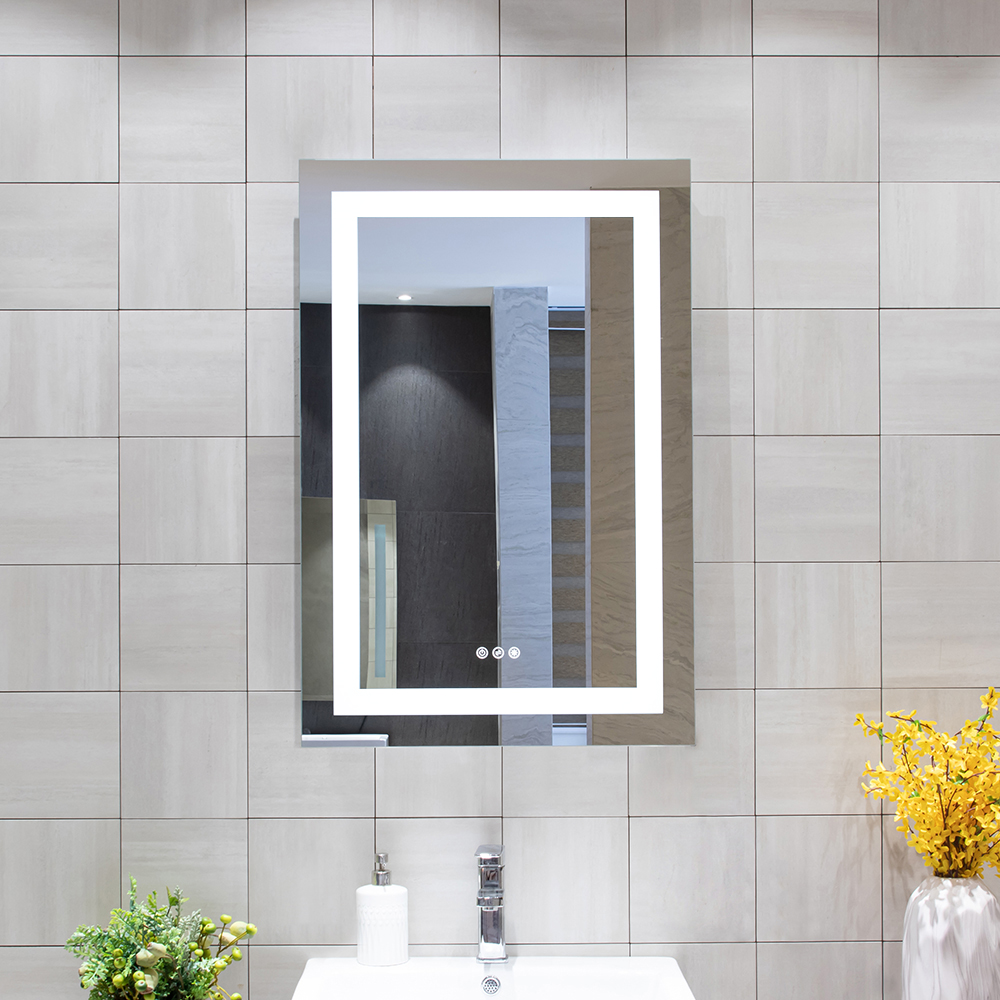 Memory Function Vanity Mirror With Led Lights Modern Design Touchable Screen