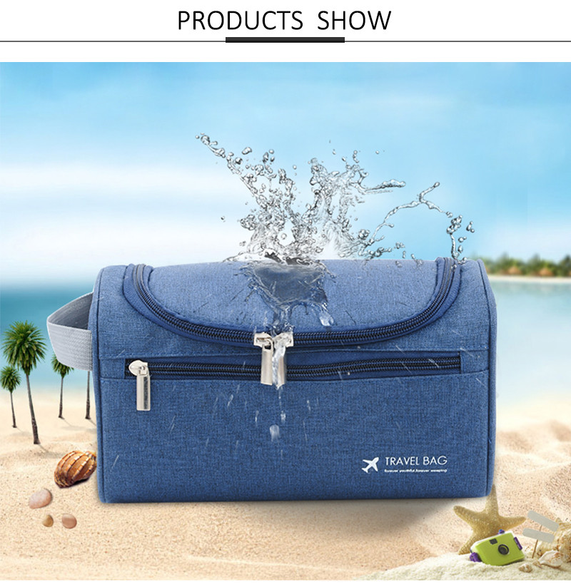 Mens Waterproof Oxford Hanging Travel Toiletry Bag With Hook