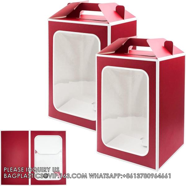 Buy cheap Large Gift Boxes, Tote Paper Bags With Transparent Window Flower Bouquet Paper Gift Bags With Handles, Party Bag from wholesalers