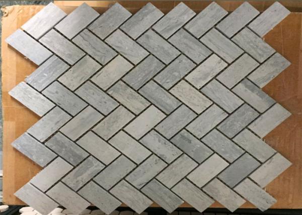 Buy cheap Blue Wooden Marble Herringbone Tile Backsplash For Wall Cladding , 1" X 2" Size from wholesalers