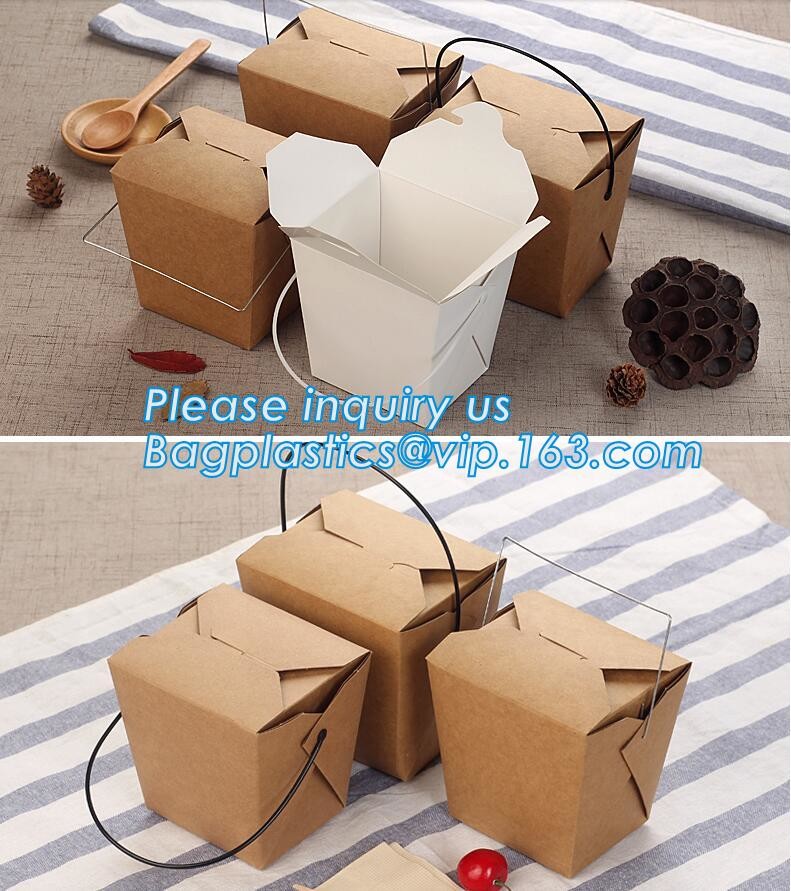 Cheap Cardboard foldable kraft paper lunch box with window,Lunch noodle fast food kraft paper box by customized logo pri
