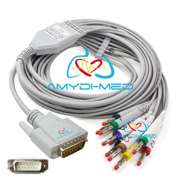 Buy cheap Compatible Edan Smart Se 3 10 Lead Ekg Cable With Leadwires 15Pins With Iec Banana 4.0 from wholesalers