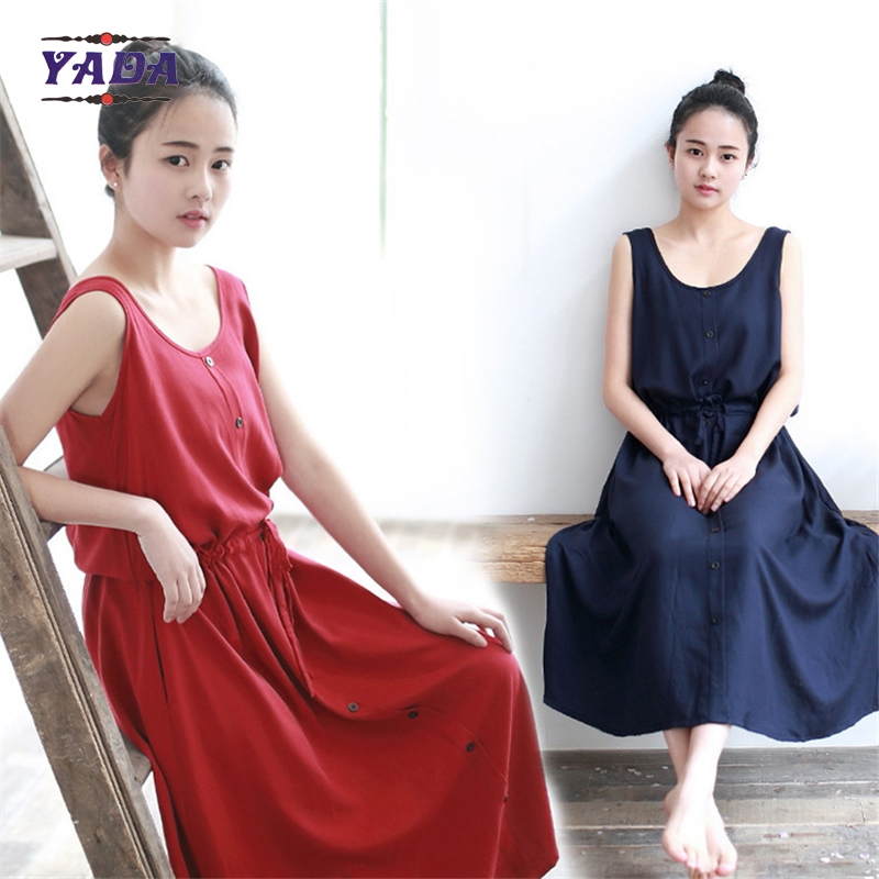 Latest casual one-piece simple long design print fashion pure cotton printed maxi dress for ladies