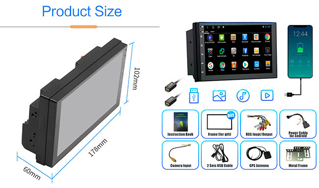 2din Universal Android Head Unit 7 Inch Android GPS Navigation Bluetooth ROHS