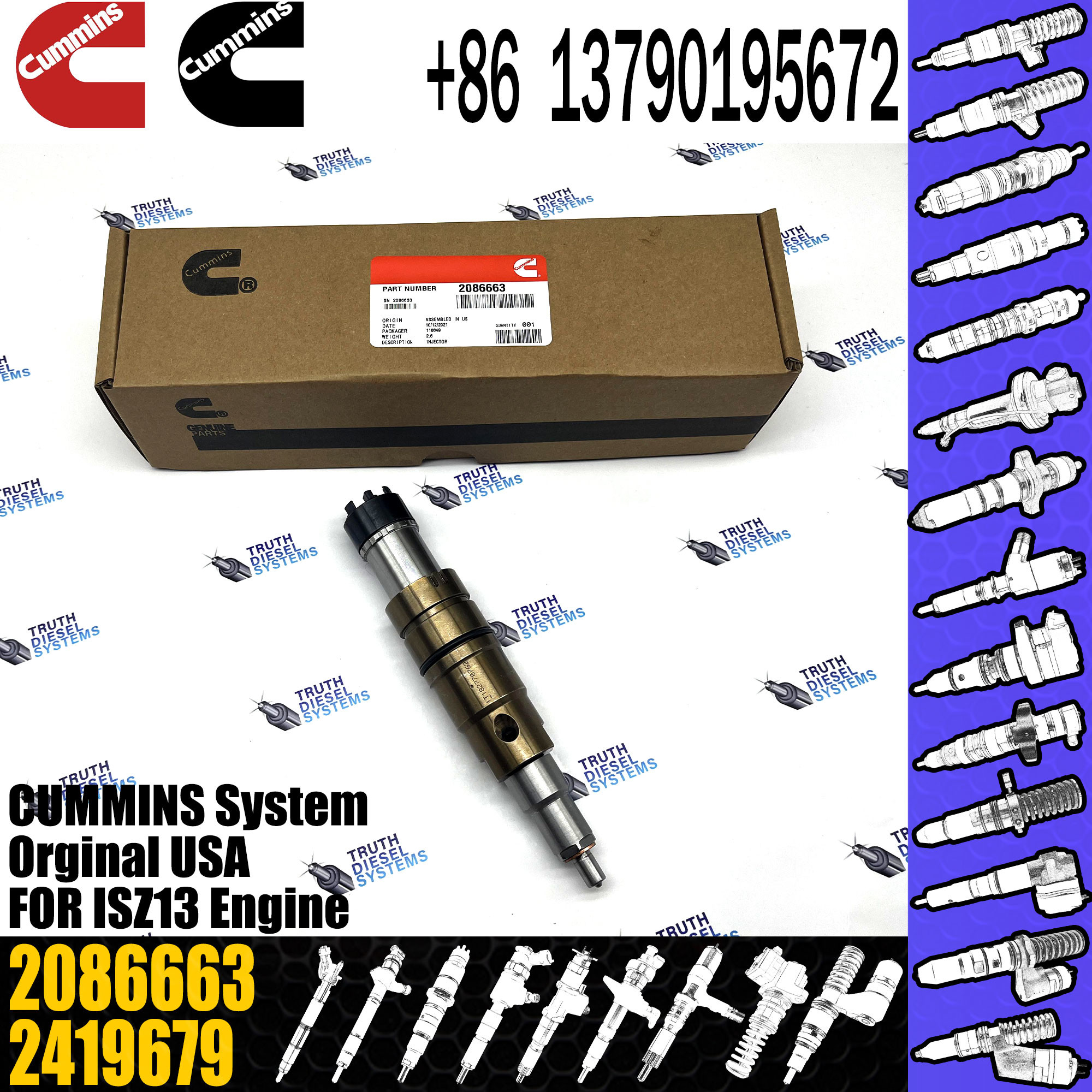 Common Rail Fuel Injector 2897320 2872405 2086663 2894920 For Diesel Engine ISZ13