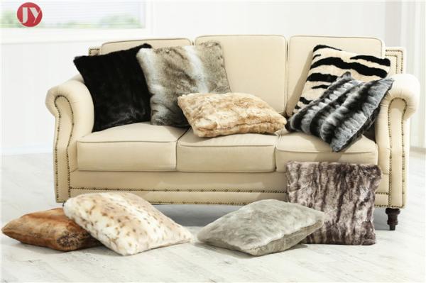 Buy cheap thick and soft pile 100% animal-free double sides home Faux Fur Pillows ,faux rabbit taupe,18inch*18inch from wholesalers