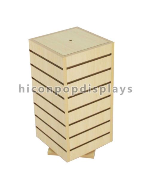 Quality Desktop Wood Slatwall Display Stands , Rotating Slatwall Display Tower Without Hooks for sale