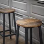 Round Bar Stool Set, Set of 2 Bar Stools, Industrial Bar Chair, Small Bar Stools