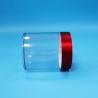 Buy cheap Food Grade Candy Cookie Diced Figs Transparent PET Plastic round Jar Screw Red Lid from wholesalers