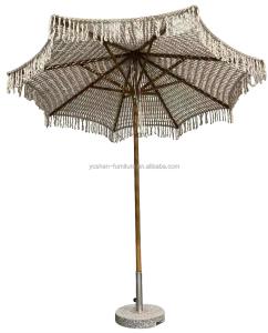 Buy cheap 9 ft New Design Customized woven beach umbrella Cotton Rope Macrame Parasols handmade tassels Woven Canopy umbrella from wholesalers