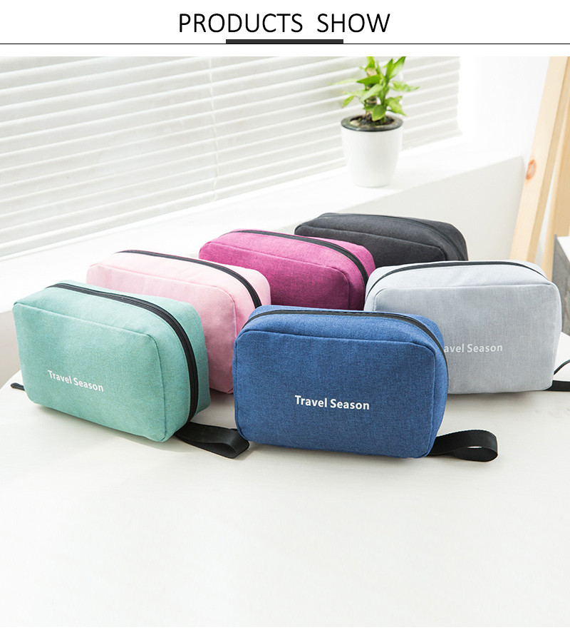 Pure Color Custom Logo Waterproof Polyester Pouch Clutch Bags Cosmetic Bag