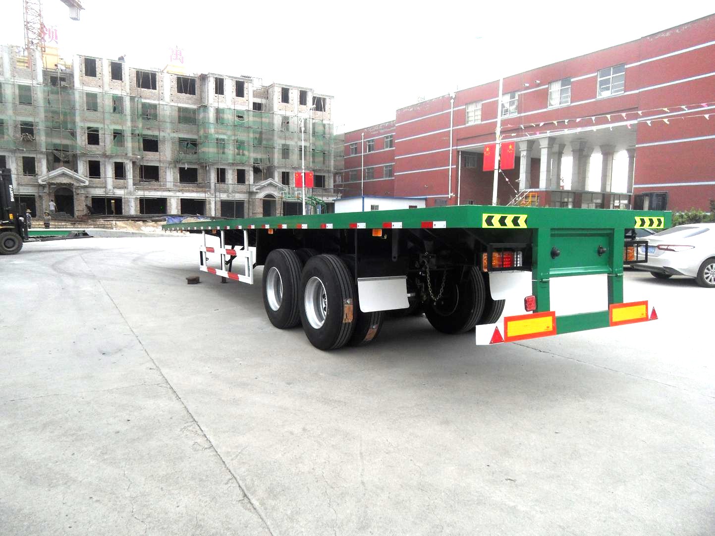 JUYUAN 55 Ton Tri Axis/2 Axles 40ft Used Flatbed Container Trailer Dependable Certificate
