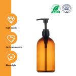 500ml Amber cylindrical smooth with black pump for shampoo lotion bottle