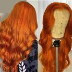 Orange Ginger Human Hair Loose Wave Customized Lace Front Wigs