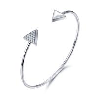 Buy cheap 1.5mm Round CZ Handmade Sterling Silver Bangle Bracelets 5.40g product