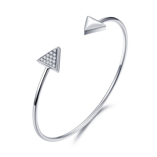 Buy cheap 1.5mm Round CZ Handmade Sterling Silver Bangle Bracelets 5.40g from wholesalers