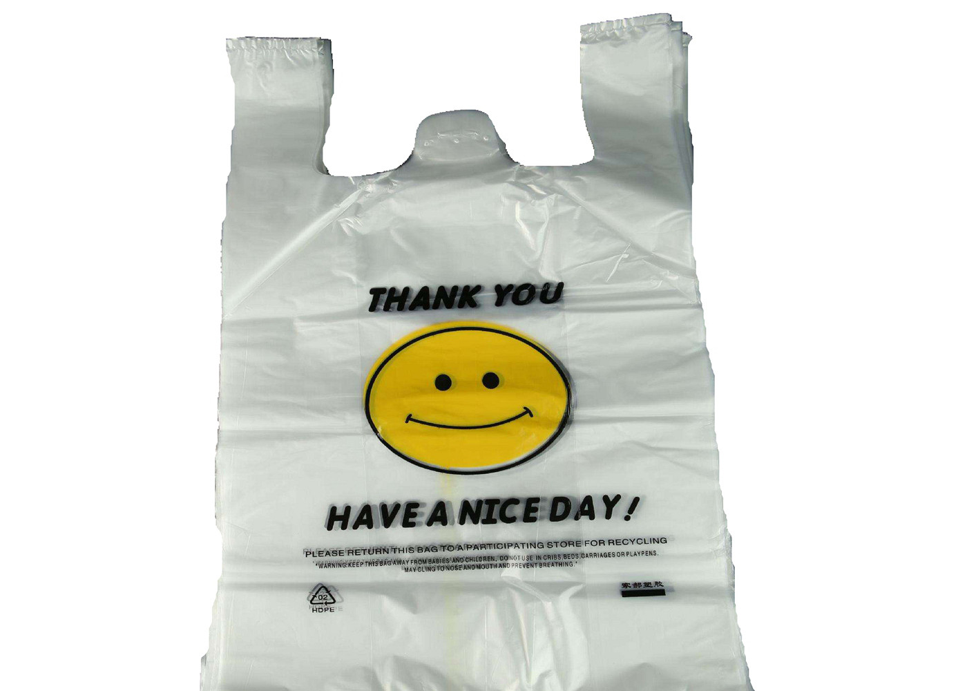 PE Plastic Shopping Bags With Die Cut Handle , Personalized Plastic Grocery Bags