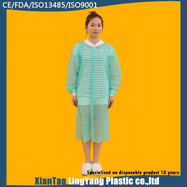 Quality Long Sleeve Disposable Non Woven Lab Coat , Knitted Collar Chemistry Lab Coat for sale