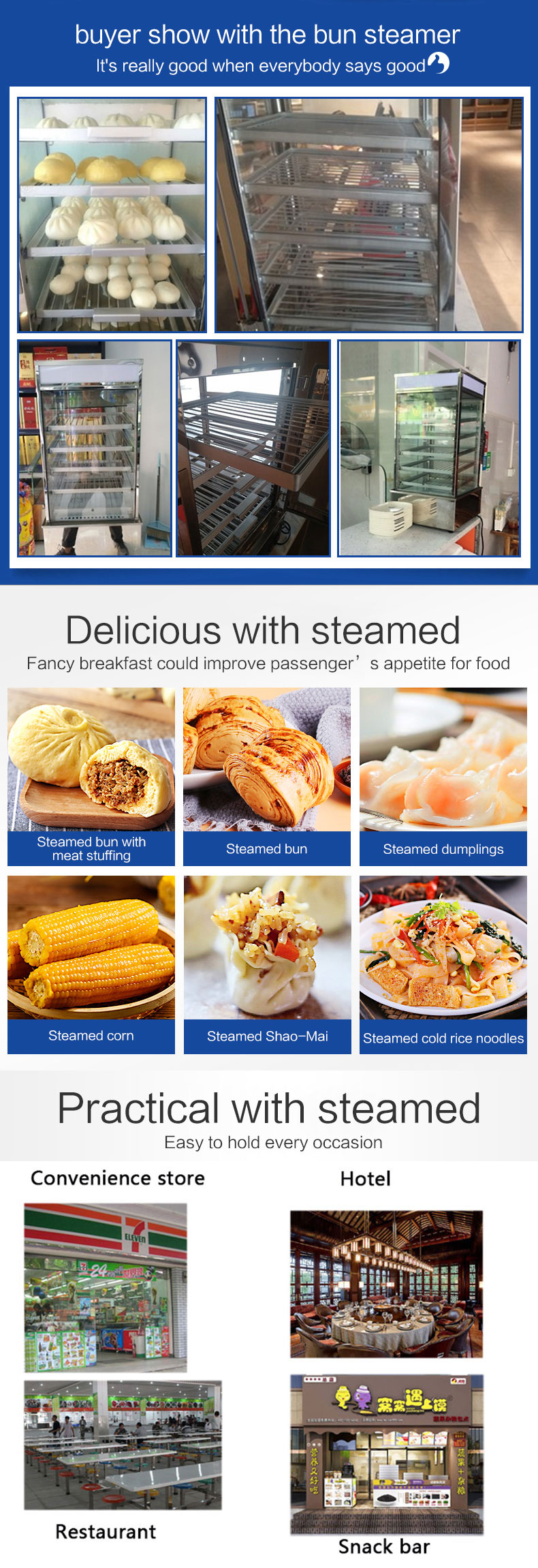 Energy-saving Function Countertop Electric Food Display Warmer Dimsum Steamer Machine